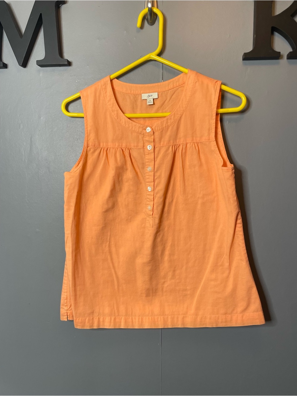 J.Jill Sleeveless Button-Front Double Lined Cotton Top in‎ Orange size small